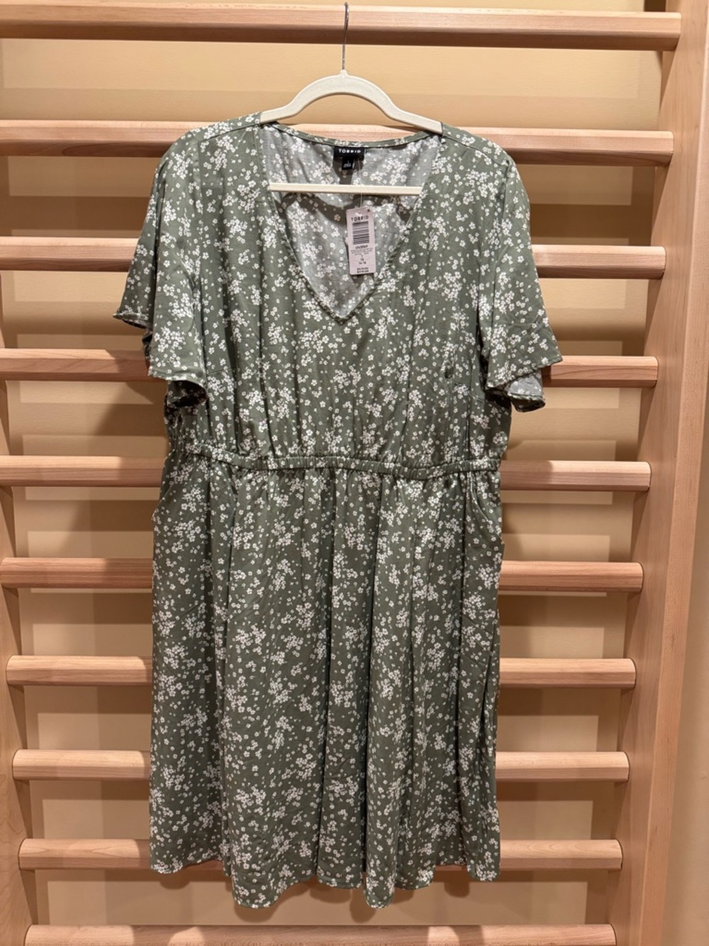 Torrid 21 Sage Green Floral V-Neck Midi Dress - Picture 14 of 14